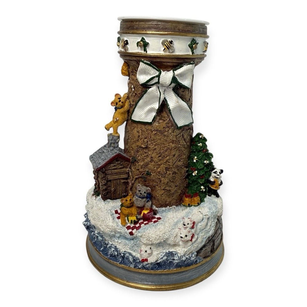 Danbury Mint Holiday Honey Lighthouse Candlestick Cheryl Spencer Collin Bears